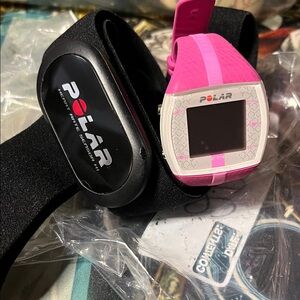 Pink and Black Smartwatch with Heart Rate Sensor